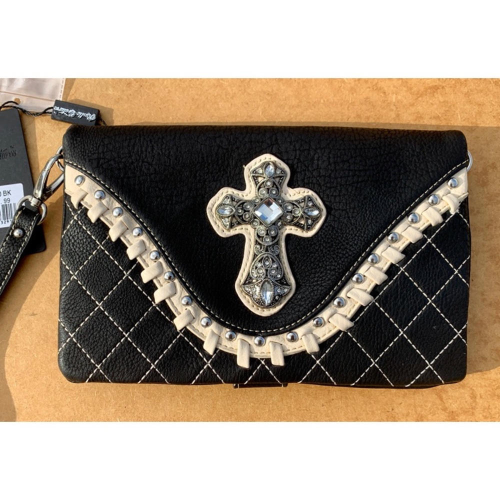 Black Faux leather 4 in 1 purse Wristlet